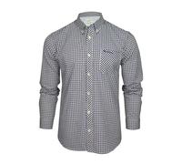 Ben Sherman Camicia a Quadri con Colletto a Bottone per Uomo, a Maniche Lunghe (Gingham Check - Dark Blue) L