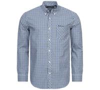 BEN SHERMAN Camicia Casual A Maniche Lunghe A Quadri Blu Nuova