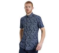 Ben Sherman Camicia da uomo con stampa floreale "Stripple", maniche corte, colletto abbottonato, vestibilità mod, Blu marino scuro, XL