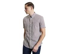 Ben Sherman Camicia da uomo Signature House a quadri, maniche corte, colletto con bottoni, Rosso., L