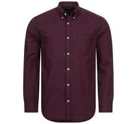 BEN SHERMAN Camicia Oxford Da Uomo Maniche Lunghe Rosso Scuro Nuova