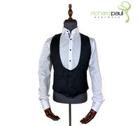 Ben Sherman Gilet Grigio Slim Fit 100% Lana A Un Petto Matrimonio