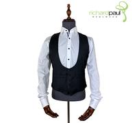 Ben Sherman Gilet Grigio Slim Fit 100% Lana A Un Petto Matrimonio