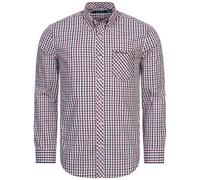 BEN SHERMAN House a Quadri Maniche Lunghe Uomo Casual Camicia Rosso Bianco Blu A