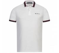 BEN SHERMAN Polo da Uomo Colletto Casa Bianco Nuovo in Cotone