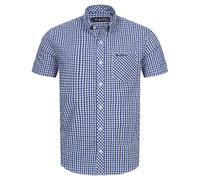 BEN SHERMAN Oxford Uomo Casual Manica Corta Camicia Blu Bianco a Quadretti Nuova