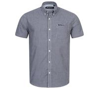 BEN SHERMAN Oxford Uomo Casual Manica Corta Camicia Blu Bianco a Quadretti Nuovo