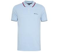 BEN SHERMAN Polo Shirt Casual Da Uomo A Righe Blu Chiaro Nuovo