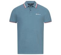 BEN SHERMAN Polo Shirt Casual Da Uomo A Righe Blu Chiaro Nuovo