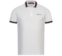 BEN SHERMAN Polo Shirt Casual Da Uomo Con Collo A Camicia Bianco Nuovo