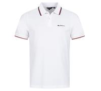 BEN SHERMAN Polo Shirt Casual Da Uomo Tipped Bianco Nuovo