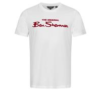 BEN SHERMAN T-Shirt Casual Da Uomo Con Logo Flocked Bianco Nuovo