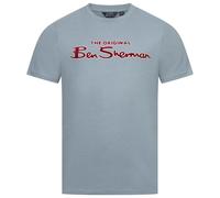 Ben Sherman T-Shirt Casual Da Uomo Con Logo Flocked Blu Nuovo