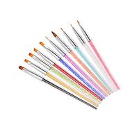 Ben spazzole di nail art di Dirbak 10pcs Set con manico di strass acrilico per gel e design per unghie 3D - roba per donne