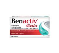 Benactiv Gola 8,75mg Flurbiprofene Pastiglie Senza Zucchero Gusto Eucalipto e Miele Trattamento di Stati Infiammatori del Cavo Orofaringeo, 16 Pastiglie
