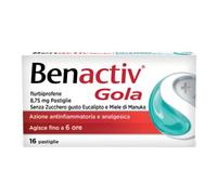 Benactiv Gola Pastiglie Flurbiprofene 8,75 mg senza zucchero Eucalipto e Miele di Manuka 16 pastiglie