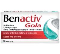 Benactiv Gola Pastiglie Senza Zucchero gusto Eucalipto e Miele di Manuka 16 Pastiglie