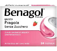 Benagol Antisettico Per Bocca e Gola Fragola Senza Zucchero 24 Pastiglie