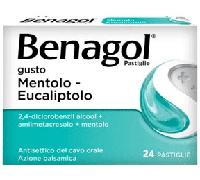 Benagol Antisettico Per Bocca e Gola Mentolo e Eucalipto 24 Pastiglie