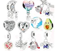 Benaton 10 Pezzi Ciondoli da Donna Compatibili con Bracciali e Collane Europei, Ciondolo Charm per Bracciale-Regalo di Gioielli Perfetto per Donne-Ideale per Compleanni Festa della Mamma