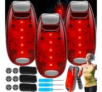 Benaton 3 Pezzi Luci di Sicurezza Running, 3 modalità Luce Lampeggiante Rosso Clip, Luci Stroboscopiche Lampeggianti a Clip, Luce a Morsetto Alta visibilità per Sport Corsa Jogging(con Batterie)