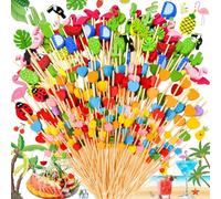 Benaton 300 Pezzi Colorati Legno Bastoncini Cocktail, Stuzzicadenti Decorativi, Stecchini per Aperitivo, Frutta Spiedini Antipasto Stuzzicadenti, Cuore, Frutta, Fenicottero Rosa, Fiori(12 cm)