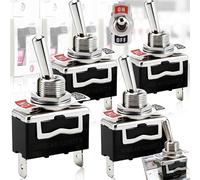 Benaton 4 Pezzi Interruttore a Levetta 2 Posizioni SPST ON/OFF 2 Terminale, Interruttore a Pulsante per Levetta 12mm, Interruttore 12 V On Off per Auto Camion Barca-15 A 250 VAC / 20A 125 VAC(Nero)
