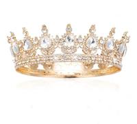 Benaton Completa Rotonda Diadema di Cristallo, Corona Regina Barocca per Donna, Corona Vintage In Stile Barocco, Corona Strass Tiara per Compleanno Matrimonio Festa Cosplay