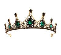 Benaton Corona Tiara Verde Regina di Cristallo - Copricapo Nuziale Barocco - Strass Verde Principessa per Sposa