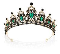 Benaton Corona Tiara Verde Regina Strass Corona di Cristallo Donna Tiara Nuziale di Corona Barocca, Corona da Principessa verde, Corona Strass Tiara per Compleanno Matrimonio Festa Cosplay