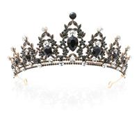 Benaton Nero Tiare da Donna Corona Principessa Fasce, Corona Regina Barocca per Donna, Corona Vintage In Stile Barocco, Corona Strass Tiara per Compleanno Matrimonio Festa Cosplay
