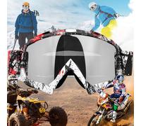 Benaton Occhiali Da Sci Per Uomo Donna Teenager, Occhiali Da Cross Occhiali Da Sci a Specchio Protezione Uv, Mountain Bike Motocross Occhiali Mascherina, Tampone In Spugna Incorporato(rosso nero)