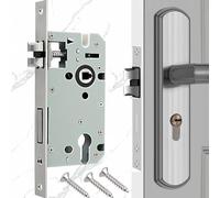 Benaton Serratura per Porta da Infilare 72x50mm, Serratura da incasso per porte in legno, universale Serratura cancello Serratura interna Serratura interna, per porte in metallo e legno(Argento)