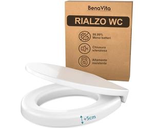 BenaVita Rialzo WC Premium 5 cm in Duroplast - Rialzo WC per anziani e persone con mobilità ridotta, per maggiore comfort, con chiusura ammortizzata - Portata fino a 175 kg