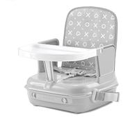 BenBat Feed & Go - Rialzo con vassoio rimovibile e vano portaoggetti, leggero e comodo per mangiare fuori in viaggio, completo di maniglia per il trasporto, colore: Grigio