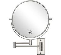 Benbilry Specchio cosmetico da parete di grandi dimensioni, 22,9 cm, ingrandimento 1X/10X, doppio lato, per bagno, braccio allungabile girevole a 360°, finitura in nichel