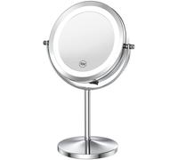 Benbilry Specchio da trucco illuminato con ingrandimento, specchio cosmetico a LED a doppia faccia con ingrandimento 1x/10x, alimentato a batteria, girevole a 360°, specchio cosmetico da barba