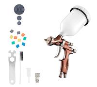 BenBow Pistola professionale PK80 - HVLP, ugello da 1,3 mm, spray a pistola con secchio gravità da 600 ml e accessori