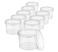 BenBow Secchio con coperchio 0,5l trasparente 10x 0,5 litri, idoneo al contatto con gli alimenti, stabile, ermetico - a prova di perdite, inodore - contenitore di plastica - vuoto
