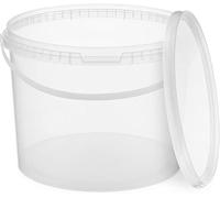 BenBow Secchio con coperchio 10 litri trasparente 10x 10 litri - sicuro per gli alimenti, stabile, ermetico - contenitore di plastica, con manico - vuoto