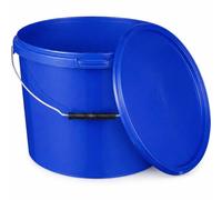 BenBow secchio con coperchio 10l blu 20x 10 litro - sicuro per gli alimenti, stabile, a prova di perdite, inodore - contenitore in plastica con manico - vuoto