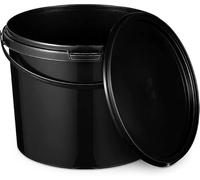 BenBow Secchio con coperchio 10l nero 3x 10 litri - alimenti sicuri, stabile, ermetico, antigoccia, inodore - contenitore in plastica con manico - vuoto