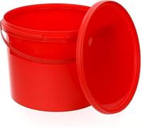 BenBow secchio con coperchio 10l rosso 10x 10 litro - sicuro per gli alimenti, stabile, a prova di perdite, inodore - contenitore in plastica con manico - vuoto