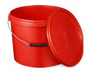 BenBow secchio con coperchio 10l rosso 1x 10 litro - sicuro per gli alimenti, stabile, a prova di perdite, inodore - contenitore in plastica con manico - vuoto