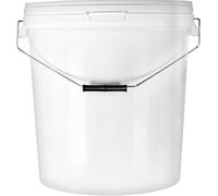 BenBow - Secchio con coperchio 10x 30 litri bianco - adatto al contatto con gli alimenti stabile ermetico, a prova di perdite, inodore - contenitore di plastica con manico in metallo - vuoto - casa