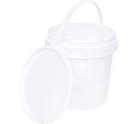 BenBow Secchio con coperchio 1l bianco 1x 1 litri sicuro per gli alimenti, stabile, ermetico, a prova di perdite, inodore - contenitore di plastica, con manico - vuoto