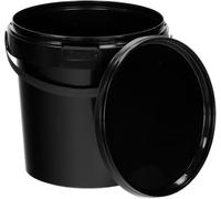 BenBow Secchio con coperchio 1l nero 100x 1 litri - alimenti sicuri, stabile, ermetico, antigoccia, inodore - contenitore in plastica con manico - vuoto