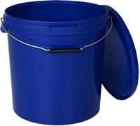 BenBow Secchio con coperchio 20l blu 20x 20 litri - sicuro per gli alimenti, stabile, ermetico, a prova di perdite - contenitore per la conservazione in plastica, con manico in metallo - vuoto