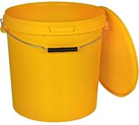 BenBow Secchio con coperchio 20l giallo 20x 20 litri - sicuro per gli alimenti, stabile, ermetico, a prova di perdite - contenitore per la conservazione in plastica, con manico in metallo - vuoto