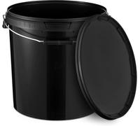BenBow Secchio con coperchio 20l nero 1x 20 litri - sicuro per gli alimenti, stabile, ermetico, a prova di perdite - contenitore per la conservazione in plastica, con manico in metallo - vuoto